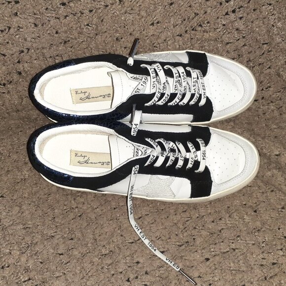 VINTAGE HAVANA-Center Wild-Black/White w/Navy Snakeskin Pattern-Sz 9.5-EX - Picture 7 of 8